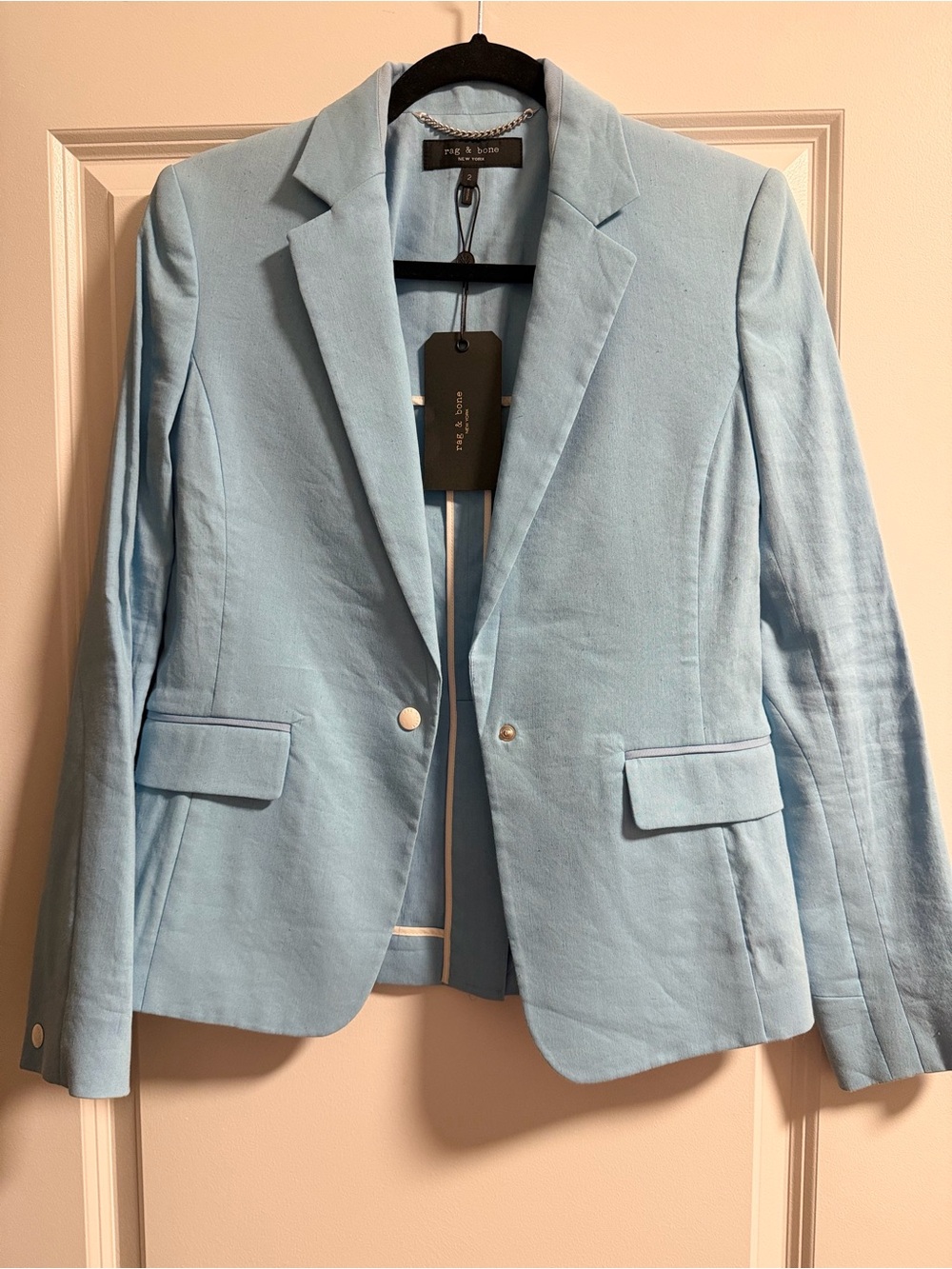 $550 rag & bone Light Blue Classic Tailored Blazer